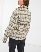 Thumbnail for your product : Mama Licious Mamalicious Maternity checked shacket with tie detail