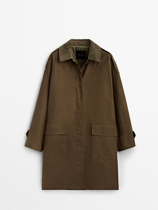Massimo Dutti Waxed Cotton Parka With Corduroy Collar - ShopStyle Outerwear