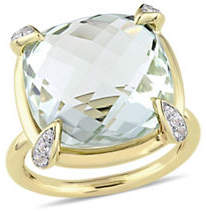 HBC CONCERTO Green Amethyst, White Sapphire and 14K Yellow Gold Cocktail Ring