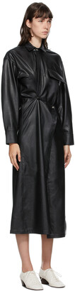 Markoo SSENSE Exclusive Black Faux-Leather Snap Front Dress