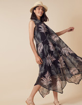 Thumbnail for your product : Monsoon Lola Palm Print Midi Dress in Recycled Fabric Black