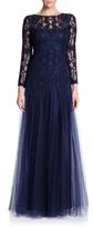 Thumbnail for your product : Tadashi Shoji Embroidered Illusion Gown