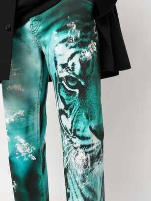 Roberto Cavalli Tiger-print straight-leg jeans