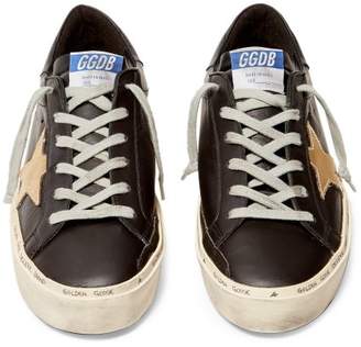Golden Goose Hi Star Low Top Leather Trainers - Womens - Black Gold