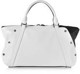 Thumbnail for your product : Akris S Aimee Black and Cream Pebbled Leather Satchel Bag