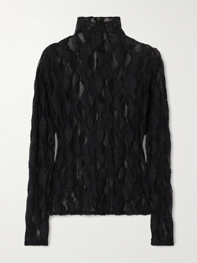 Ulla Johnson Ulyssa Cotton-blend Lace Turtleneck Blouse - Black