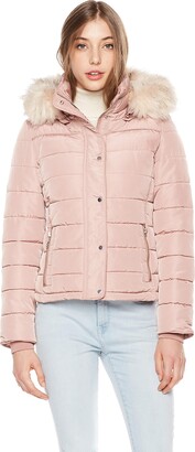 Royal Matrix Womens Hooded Puffer Coat Short Quilted Jacket Full Zip Warm Winter Thickened Coat