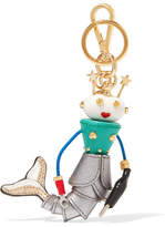 Thumbnail for your product : Prada Embellished Textured-leather Keychain