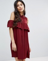 Thumbnail for your product : AX Paris Cold Shoulder Frill Mini Smock Dress