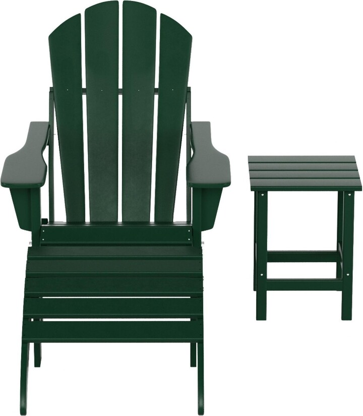 WestinTrends Adirondack Folding Chair with Ottoman and Side Table Set