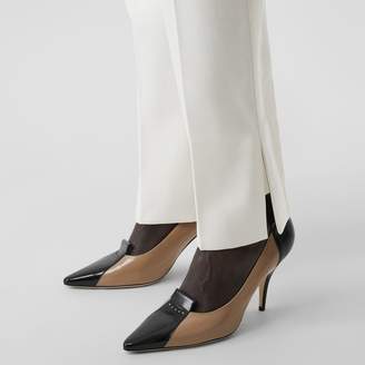 Burberry Satin Stripe Detail Wool Tailored Trousers