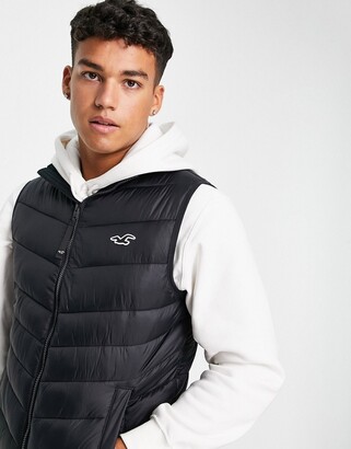 Hollister icon logo puffer vest in black - ShopStyle Outerwear