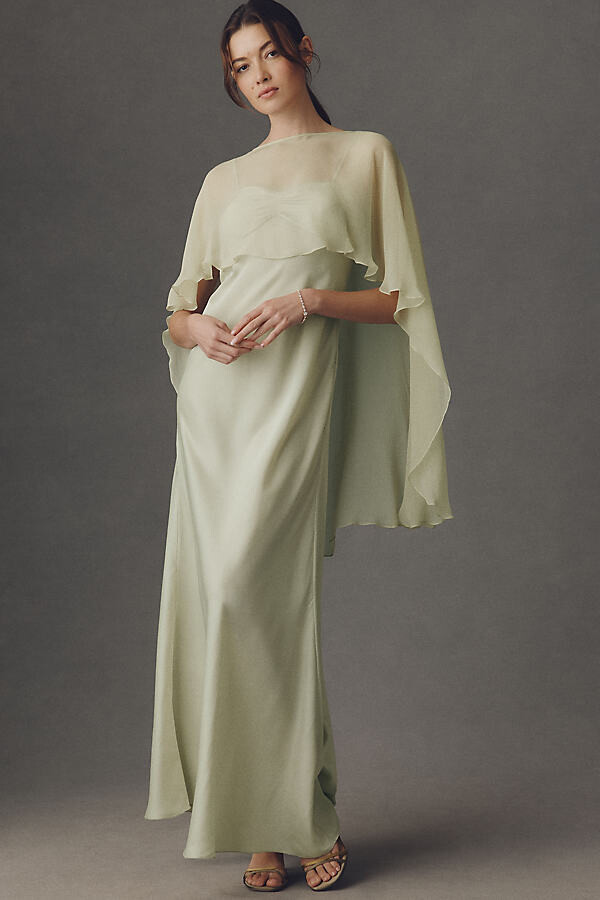BHLDN Iris Satin Sweetheart Gown with Cape