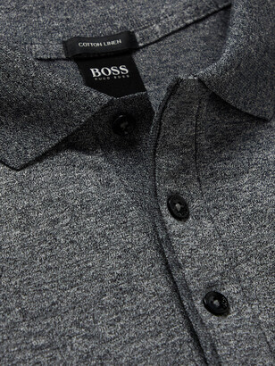 HUGO BOSS Mélange Cotton And Linen-Blend Polo Shirt
