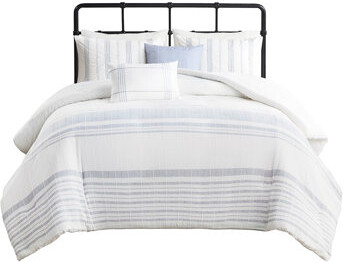 Kivaritio Full/queen Cotton Duvet - 100% Fabric Include Cover & Shams Fill Decorative Pillows Contrasting Color Stripes Multicolor Size Pillow Filling Button Cl