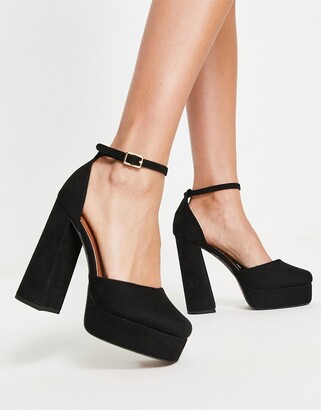 ASOS DESIGN Priority platform high block heeled shoes in black