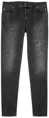 Balmain Grey Distressed Skinny Jeans
