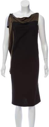 Balenciaga Satin-Trimmed Midi Dress