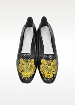 Thumbnail for your product : Kenzo Black Embossed Leather Tiger Slipper