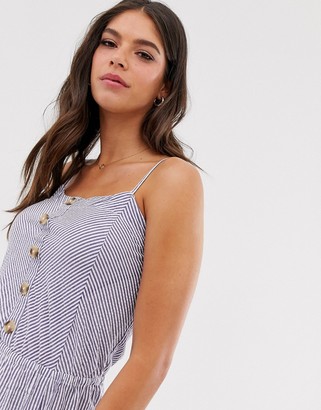 Brave Soul Tall button up cami dress in stripe
