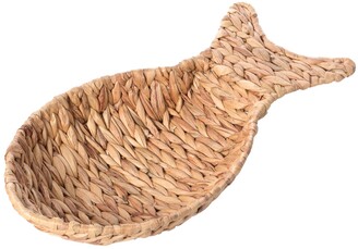 Vintiquewise Decorative Woven Fish Design Tray