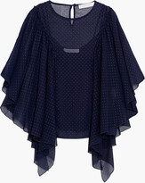 Thumbnail for your product : See by Chloe Draped studded georgette blouse