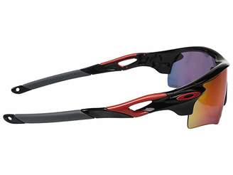 Oakley A) Radarlock (Polished Black/Red/Prizm Road) Plastic Frame Fashion Sunglasses