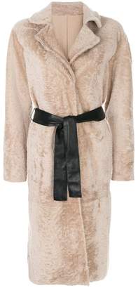 Drome leather belted coat