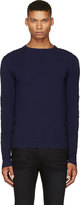 Thumbnail for your product : Balmain Pierre Navy Knit Ribbed Sweater