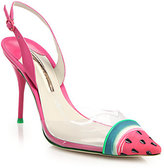 Thumbnail for your product : Webster Sophia Watermelon-Print Leather & Translucent Slingback Pumps