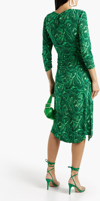 Diane von Furstenberg Lilac ruched printed jersey midi dress