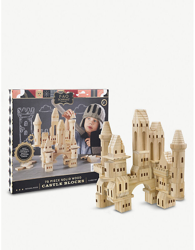 FAO Schwarz Wooden building blocks Castle 75-piece set - ShopStyle Games &  Puzzles