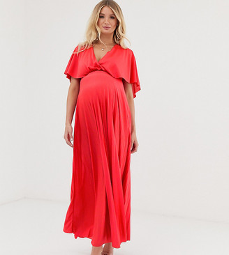 Asos DESIGN Maternity cape back detail pleated maxi dress