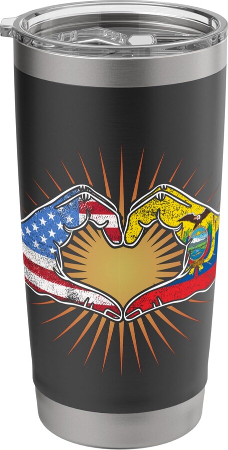 Ecuadorian and U.S. American roots USA silhouette with Ecuador heart hands Stainless Steel Insulated Tumbler