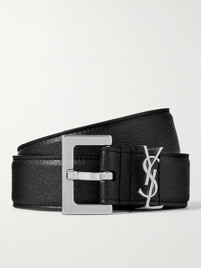 Saint Laurent | Women 3cm Monogram Grained Leather Belt Black 85