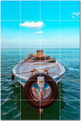 Picture-Tiles.com Boat Photo 6'' x 6'' Satin Ceramic Decorative Mural