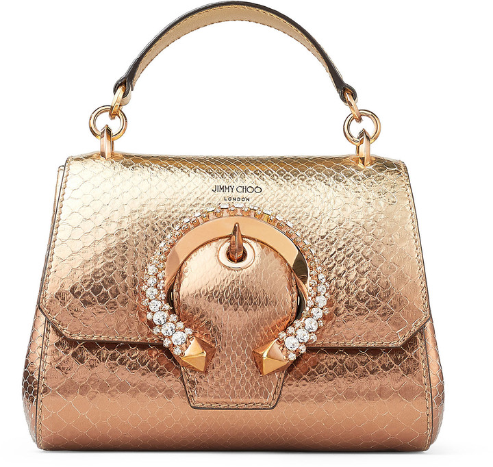 Jimmy Choo MADELINE TOP HANDLE/S Metallic Degrade Python Top Handle Bag
