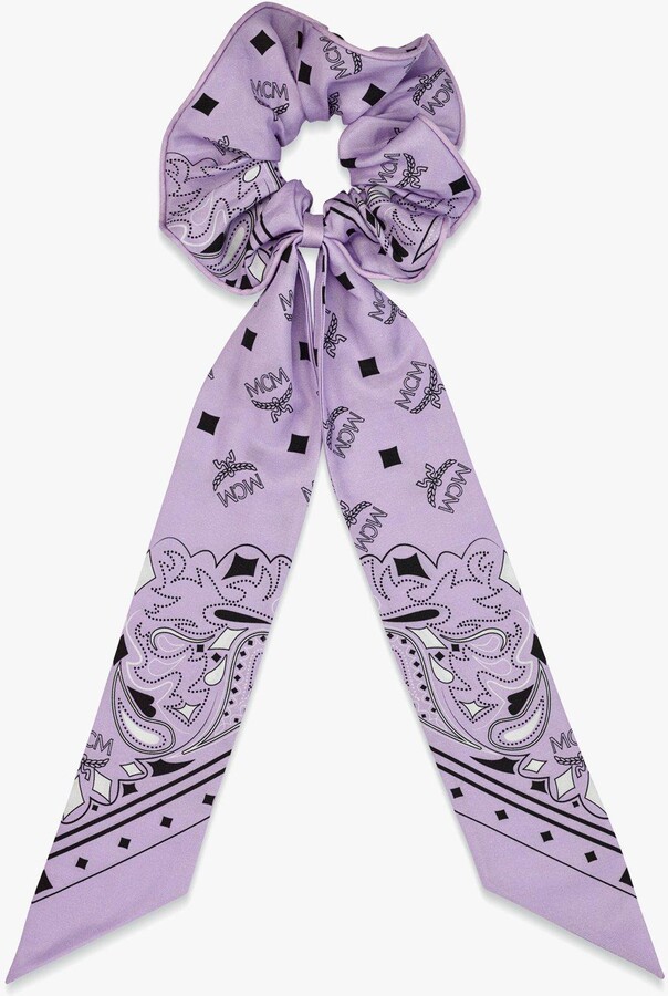 Mcm Women's Bandana Monogram Print Scrunchy with Scarf - Purple - Scarves