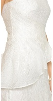 Thumbnail for your product : Badgley Mischka Asymmetrical Peplum Strapless Dress