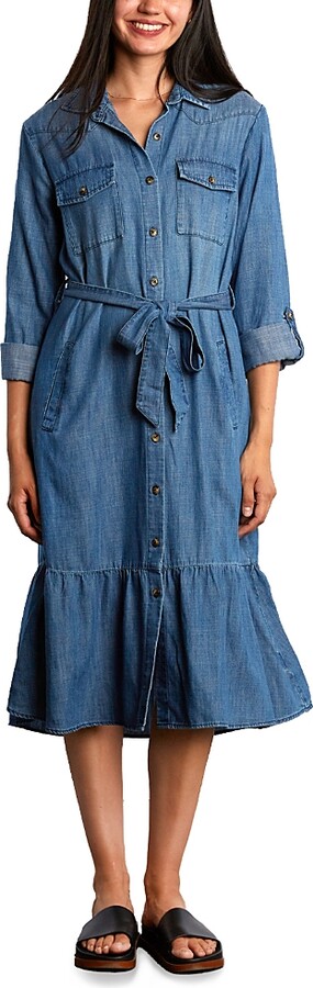 BILLY T Ruffled Belted Shirtdress