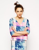 Thumbnail for your product : ASOS Top with Watercolour Check Print