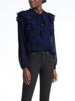 Thumbnail for your product : Banana Republic Camo-Print Tie-Neck Poet-Sleeve Top