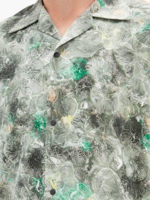 SASQUATCHfabrix. Norihagashi Camp-collar Marble-print Cotton Shirt - Green Multi