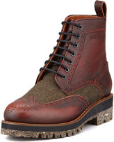 Thumbnail for your product : DSquared 1090 Dsquared2 Leather & Tweed Wing-Tip Boot, Brown