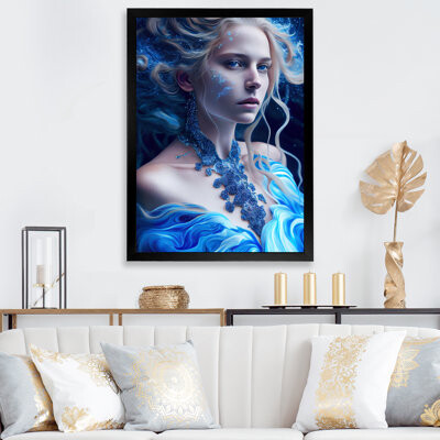 Silver Ice and Blue Archangel IV - Graphic Art on Canvas