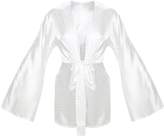 Thumbnail for your product : PrettyLittleThing White Leopard Print Satin Tie Front Plunge Playsuit