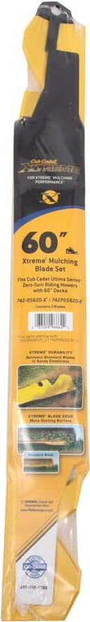 Cub Cadet Original Equipment Xtreme 3-in-1 Blades for Select 60 in Zero Turn Mowers with 6-Point Star OE# 742-05620-X, 742P05620-X