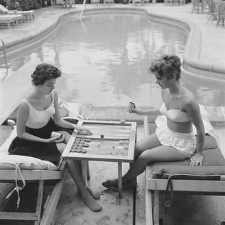 Jonathan Adler Slim Aarons "Backgammon By The Pool" Photograph
