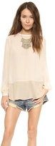 Thumbnail for your product : Haute Hippie Long Sleeve Colorblock Blouse