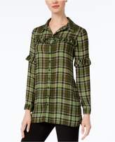 Thumbnail for your product : NY Collection Ruffled Plaid Shirt